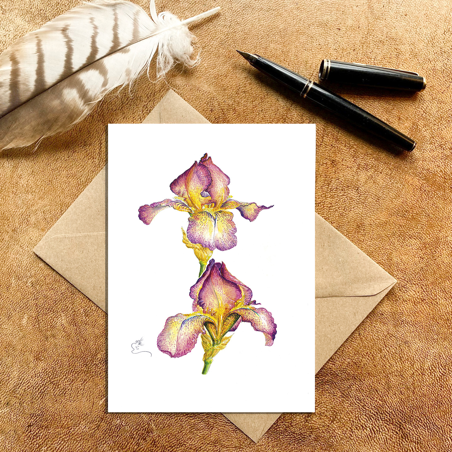 Speckled Pink Iris Card