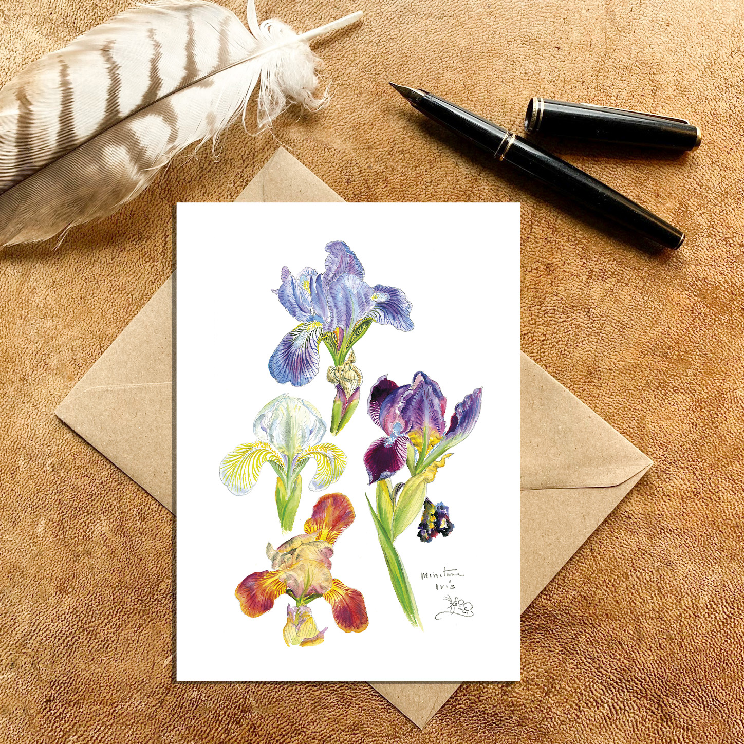 Four colourful Miniature Iris Card