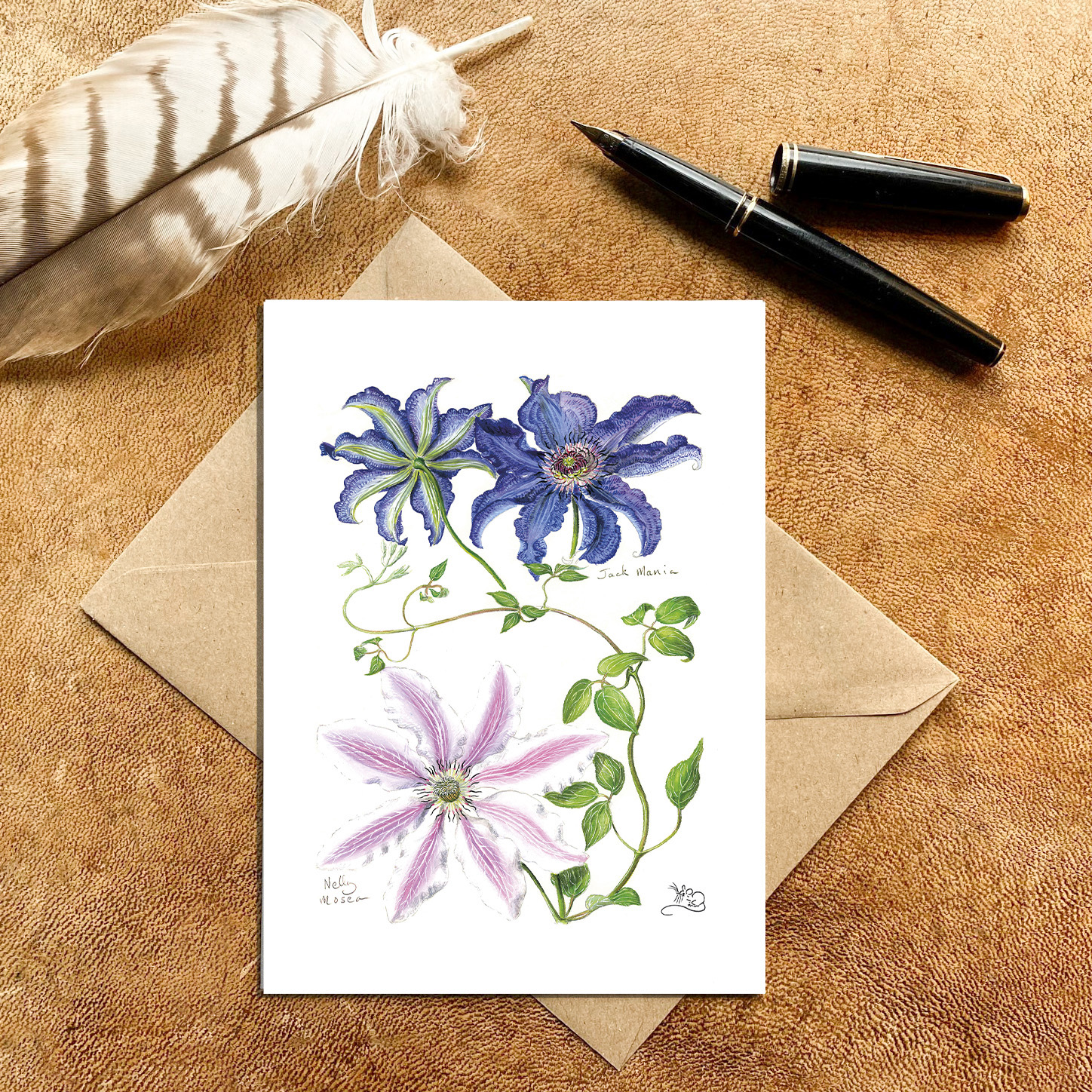Clematis, Jackmannii & Nelly Moser Card