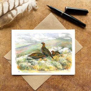 Three Red Grouse on the Moor Card