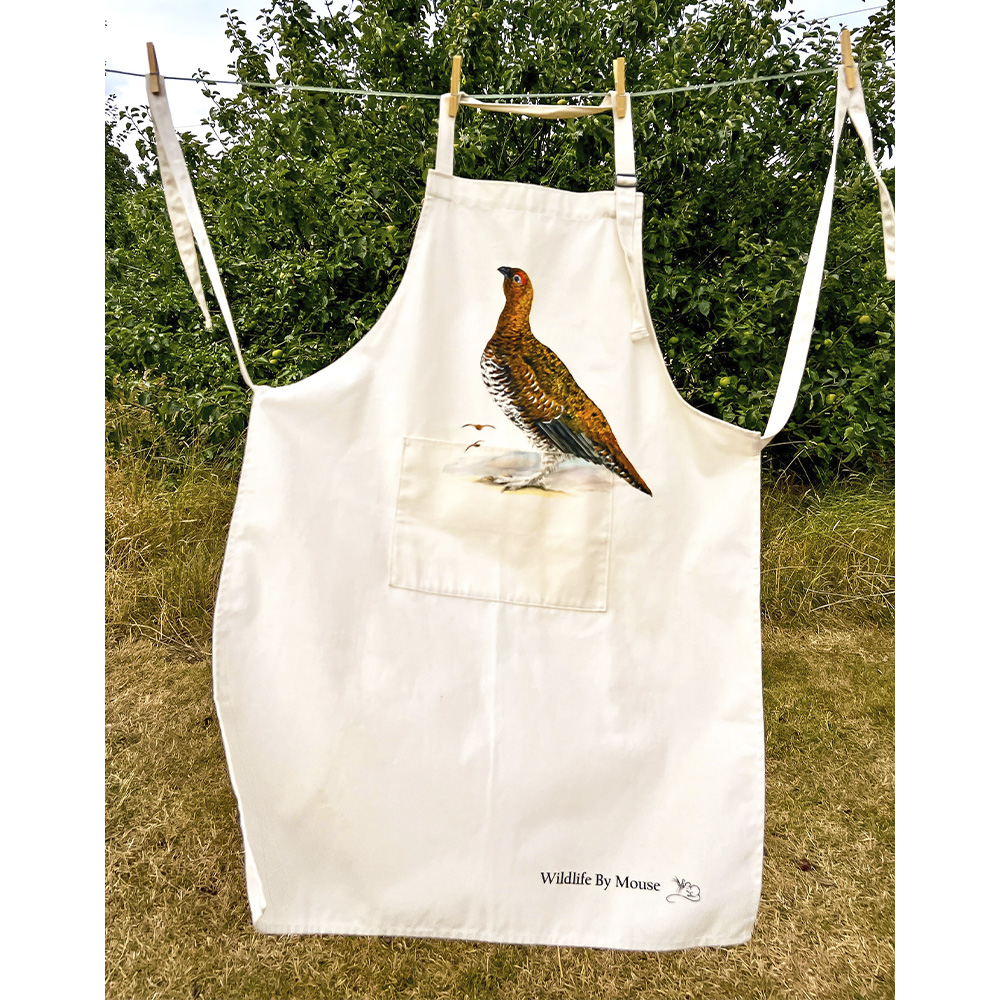 grouse design Apron with pocket made of 100% organic cotton