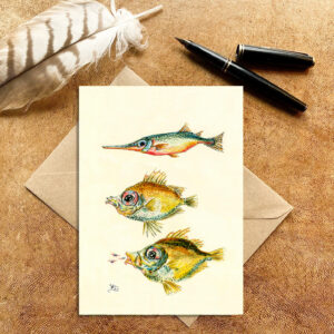 Three tropical Fish greeting card
